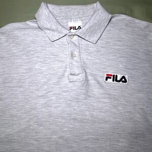 Vintage Fila Polo Shirt Mens Large Gray Cotton Made in USA Short Sleeve